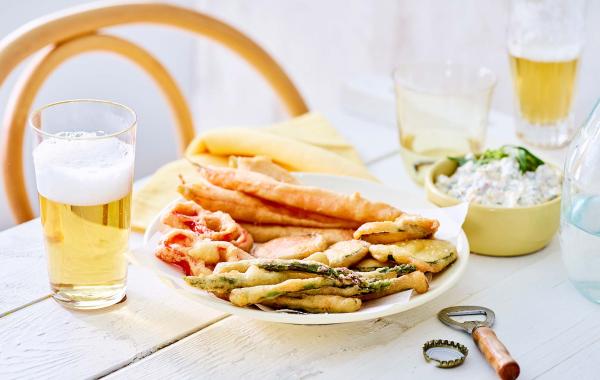 tempura, Japans, hapje, apero, aperitief, lentegroentjes, pils, bier, tartaarsausje, bierbeslag, spar.be
