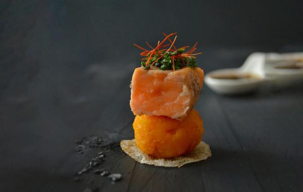 Zalm met pompoen, hapje, Pompoen, Zalm, Aperitief, SPAR.be
