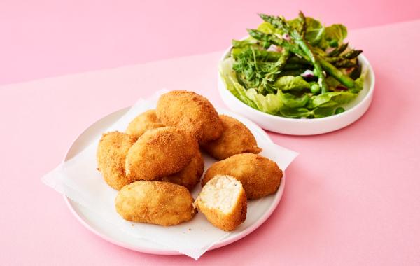Zalm, kroketjes, lente, salade, voorgerecht, asperge, little gems, bijgerecht, hapje, aperitief, apero, spar.be