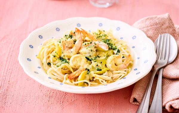 pasta, scampi, scampi's, vis, curry, currysaus, traditioneel, klassieker, spar.be
