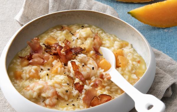 risotto, prosecco, vis, scampi's, spekblokjes, meloen, charentalsmeloen, fruit, fris, zuiders, powerfood, spar.be