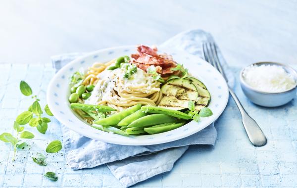 pasta, spaghetti, zomer, coppa di parma, ricotta, sausje, sauzen Italiaans, ricottasausje, kaas, spar.be