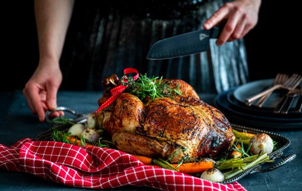 kalkoen, gevulde kalkoen, prosciutto, kastanjes, Thansgiving, Kerstmis, feest, feestgerecht, gevogelte, spar.be