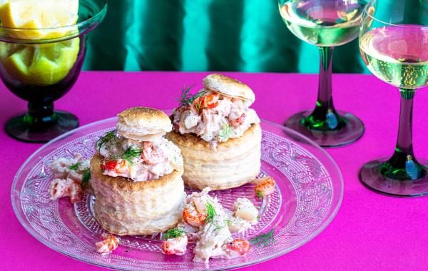 vol-au-vent, zalm, venkel, rivierkreeftjes, grootmoeders keuken, bladerdeegkoejes, room, spar.be