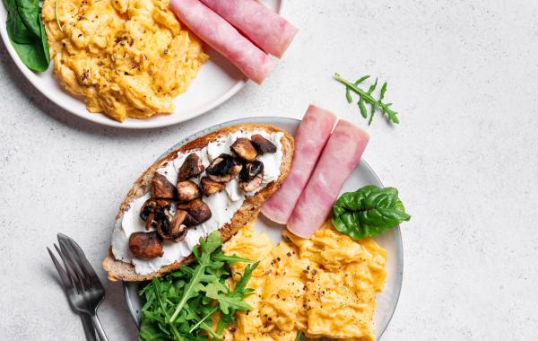 ei, toast, omelet, ham, powerfood, champignons, protein, spar.be