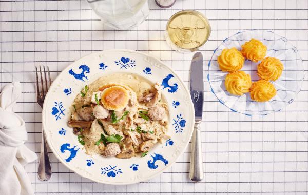Vol-au-vent, videevulling, kip, spar.be